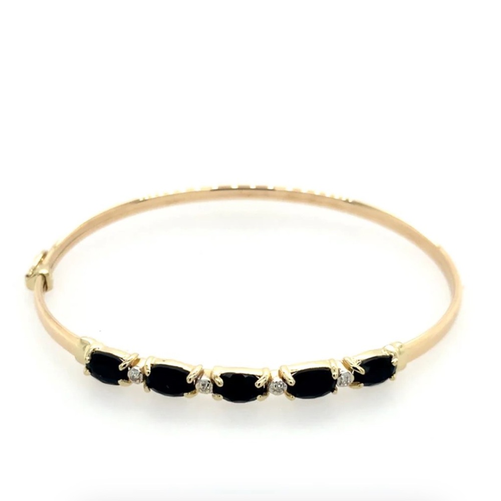 Estate 14K Yellow Gold Onyx Bracelet